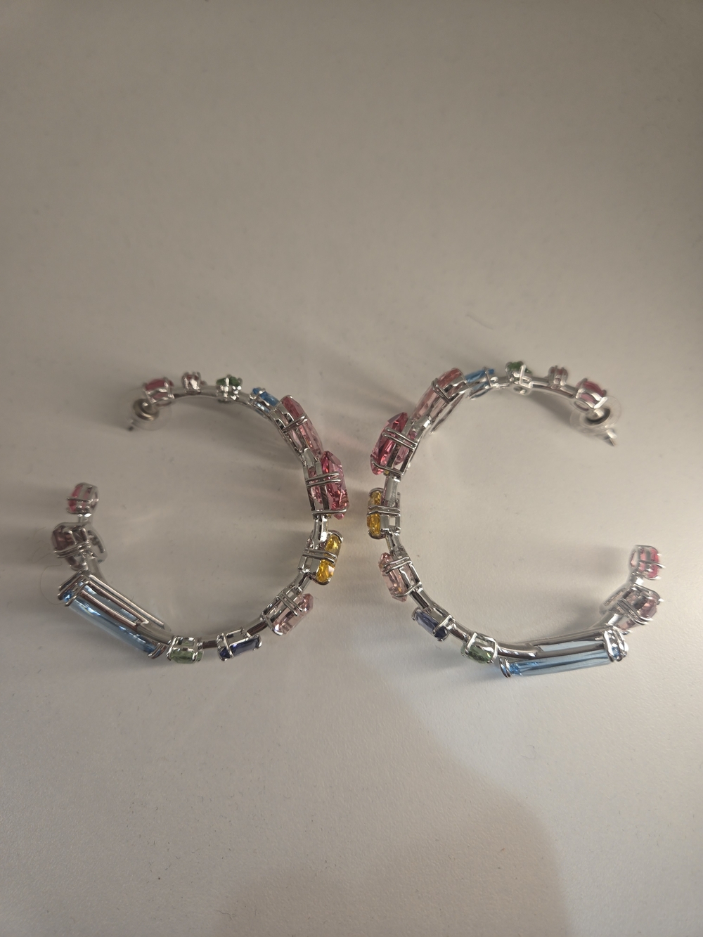 Swarovski Pink Multicolor Crystal Hoop Earrings - Picture 2 of 3